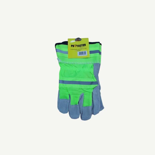 Fluroscent Leather Gloves - Green