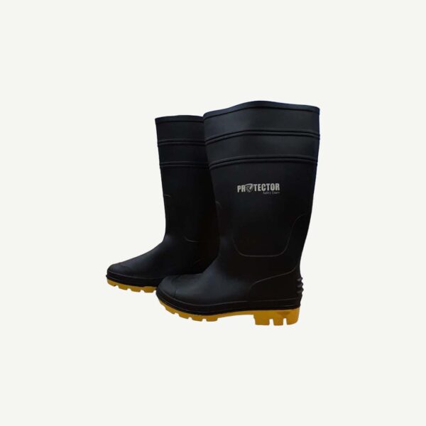 Non Safety Gumboot  Black/Yellow Sole Ll-1 Size 08/42