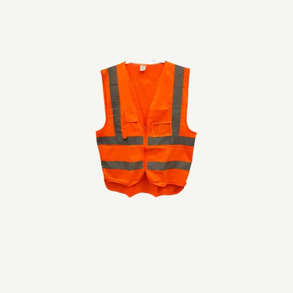 High Reflective Safety Vest With Pocket & Zip Orange/Black Size: 4Xl